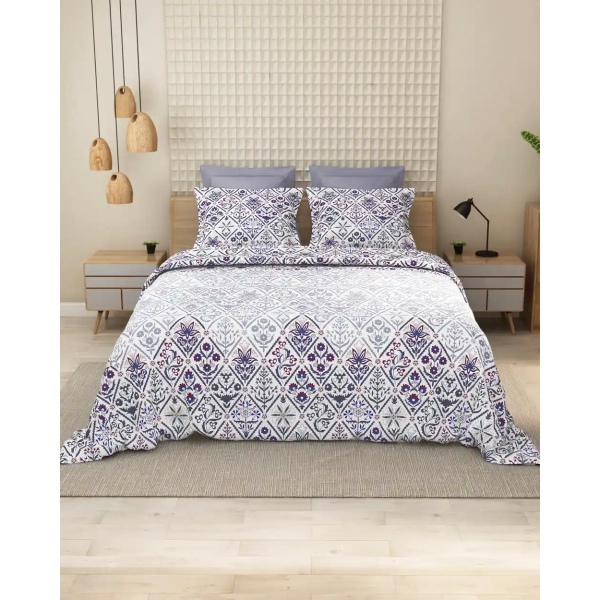 100 % Cotton Rich Ethanic Motif Printed King Size Bedsheets Set - 144 TC