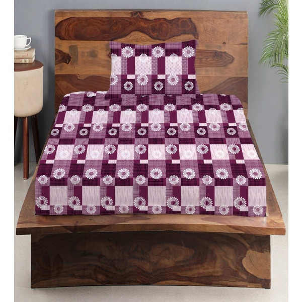 100 % Cotton Printed Single Size Bedsheet Set - 104 TC - Image 3