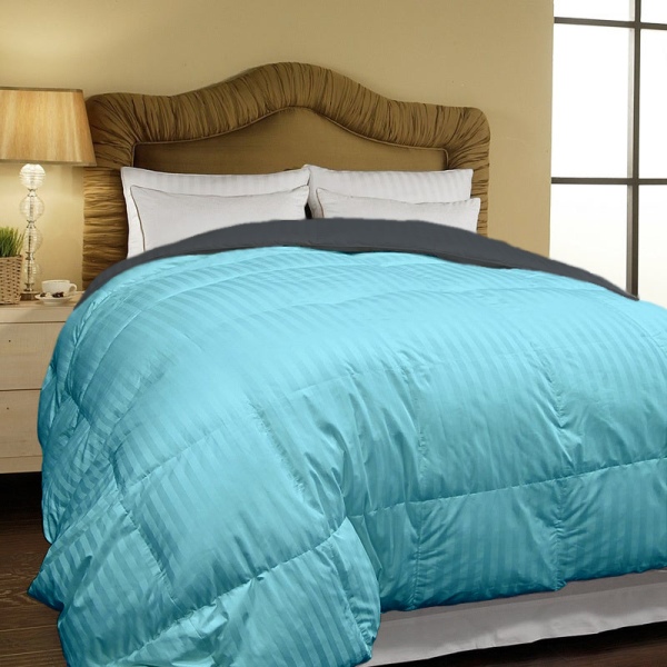 100% Microfiber Stripes Double Bed Size Reversible Comforter - 150 GSM - Image 3