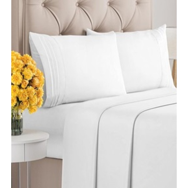 210 TC White Satin Plain Bedsheet for Hotel