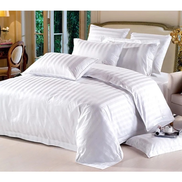 100% Cotton Satin Stripes Bedsheet – 400 TC | Premium Hotel Collection